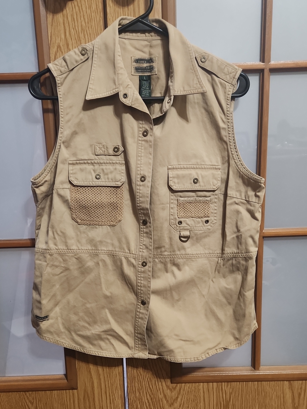 Lauren Ralph Lauren Womens Khaki Utility Vest Vintage Size Large